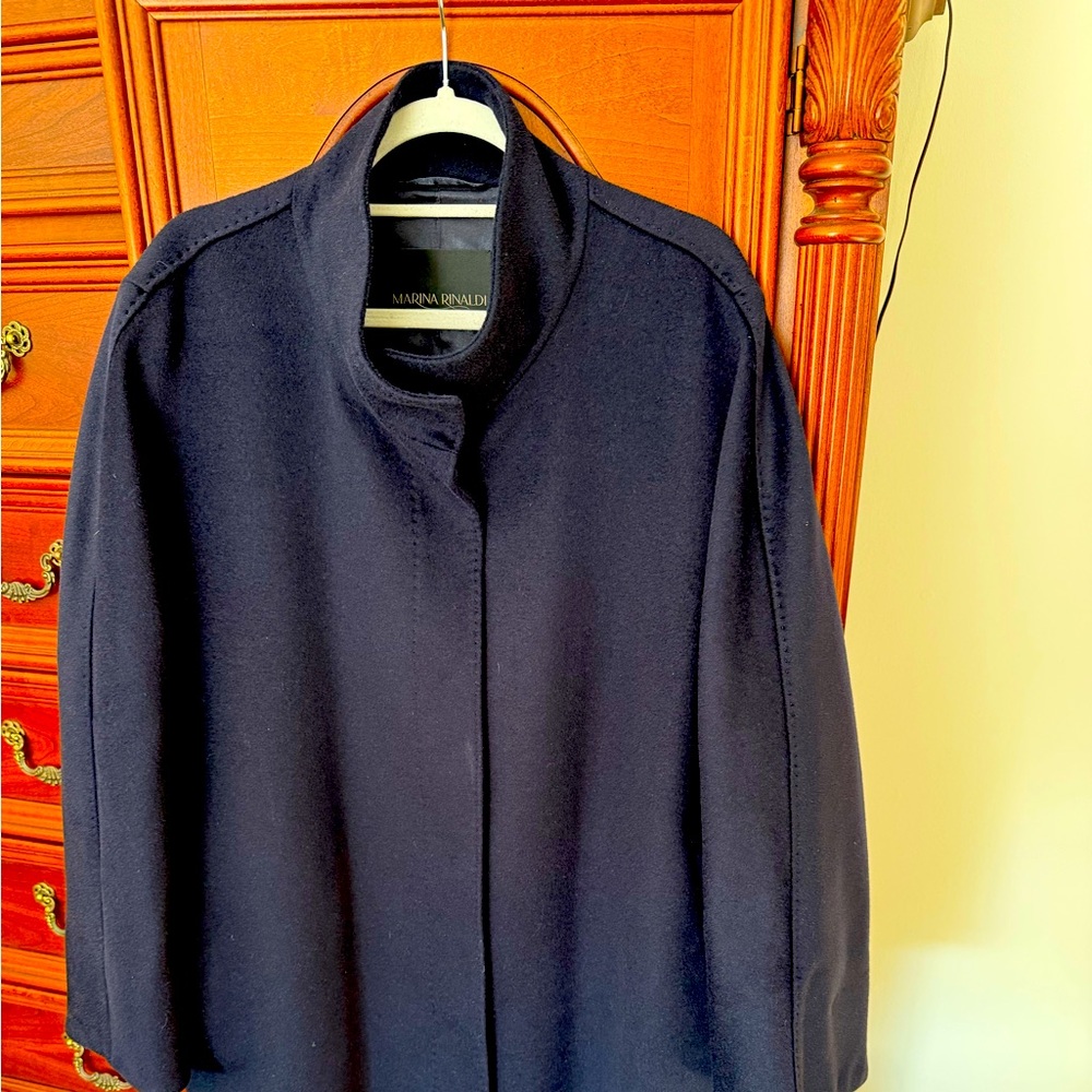 Marina Rinaldi Wool Coat in Navy Blue